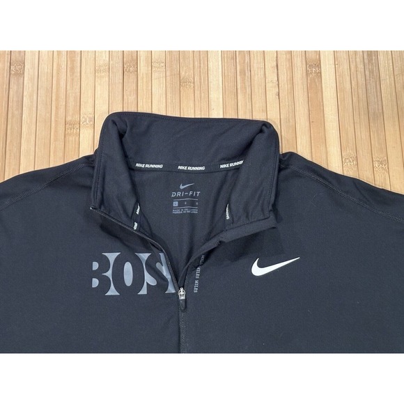 Nike Run Boston Marathon 2019 Dri-FIT 1/2 Zip Running Top Women’s Sz L Black HTF - Picture 3 of 7